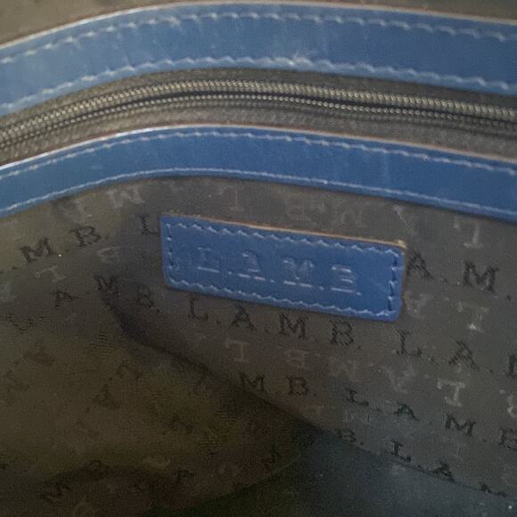 L.A.M.B. Gwen Stefani Domed Croc Embossed Blue Leather Bag - Picture 7 of 12